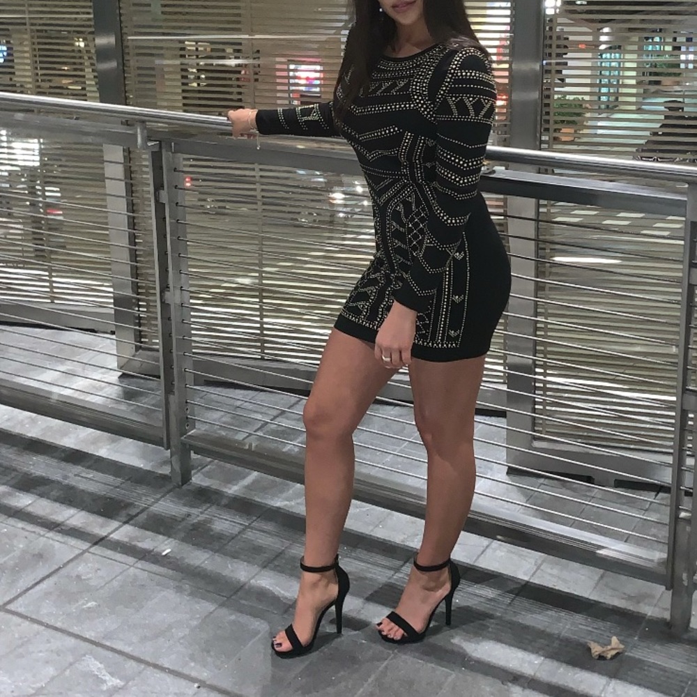 Gold Studded Bodycon Dress